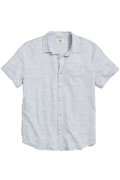 marine layer stretch selvage shirt blue mini stripe flatlay