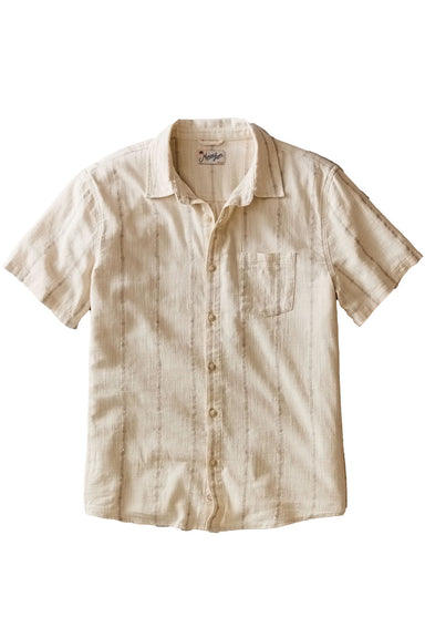 marine layer stretch selvage shirt cream embroidery flatlay