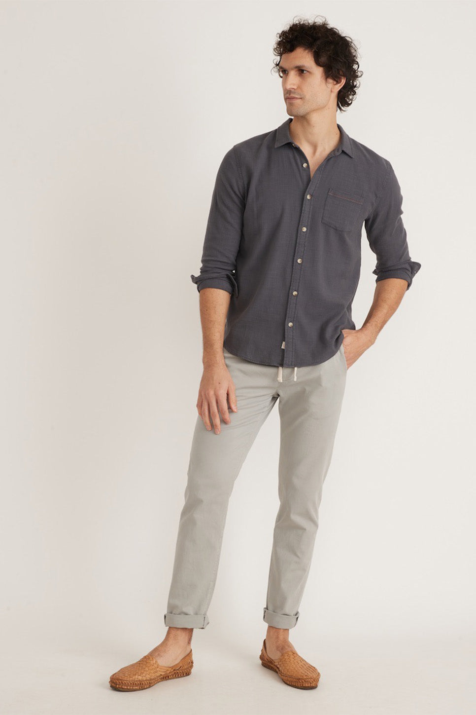 marine layer stretch selvage shirt india ink 