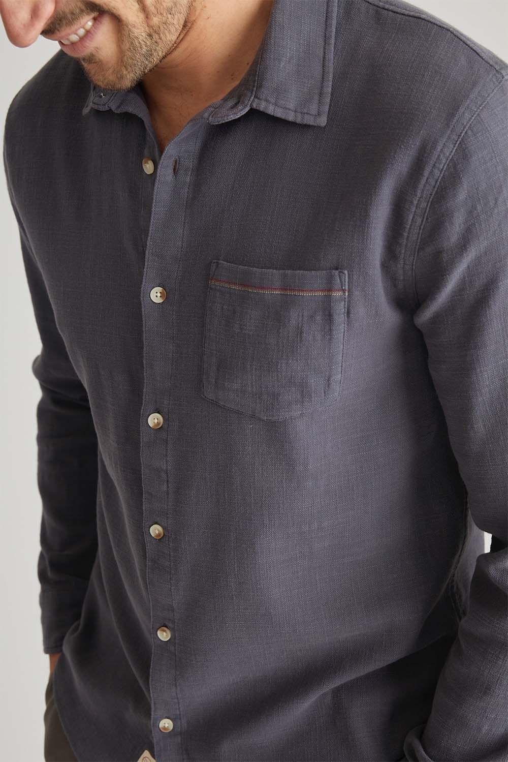 marine layer stretch selvage shirt india ink detail