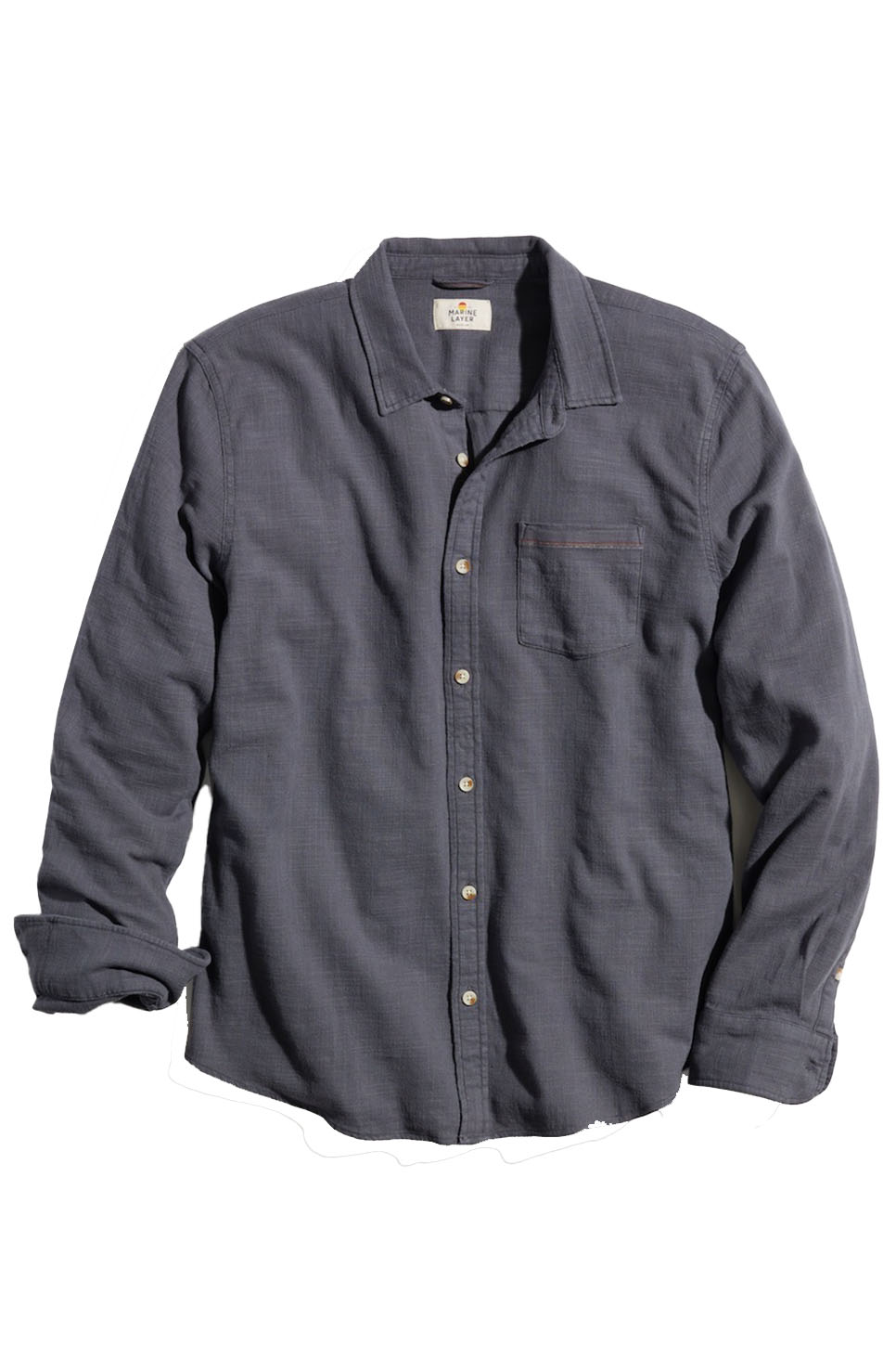 marine layer stretch selvage shirt india ink flatlay