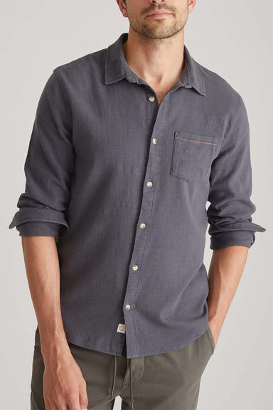 marine layer stretch selvage shirt india ink front