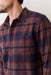 marine layer tahoe flannel shirt navy burgundy plaid detail