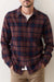 marine layer tahoe flannel shirt navy burgundy plaid front