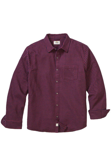 marine layer tahoe flannel shirt navy red gingham flatlay