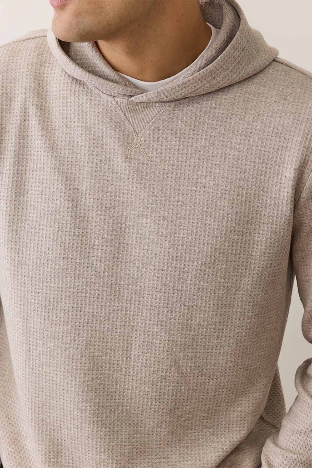marine layer waffle hoodie oatmeal detail