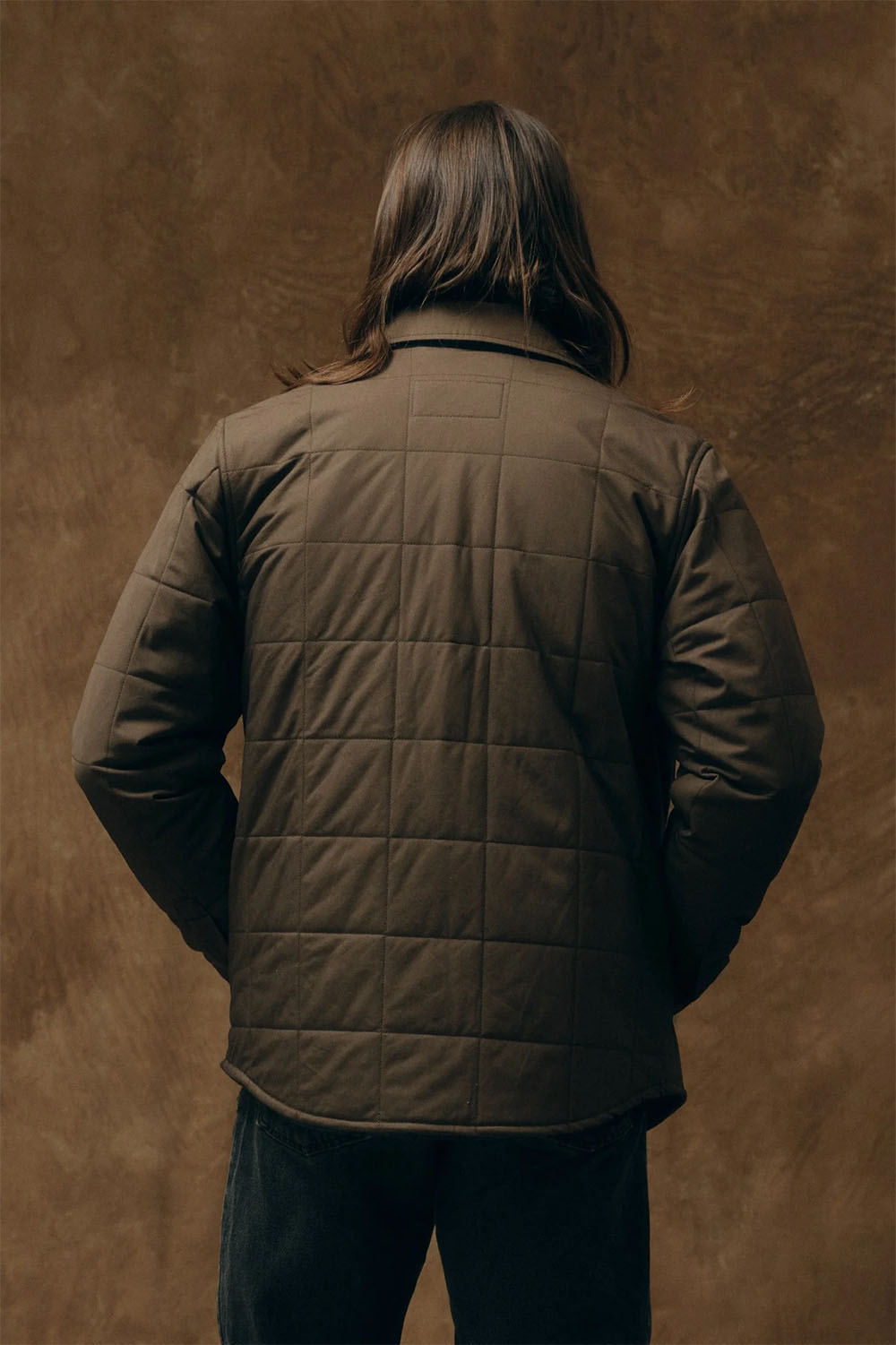 filson cover cloth quilted jac shirt slate black back