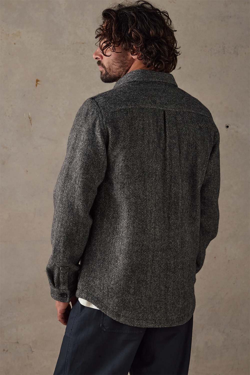 mctavish wool shirt jacket charcoal back detail