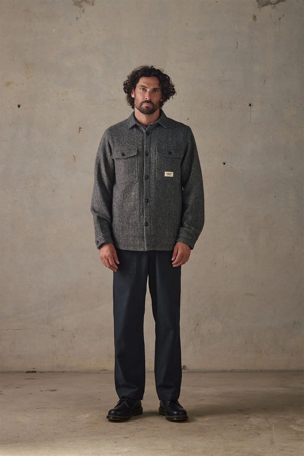 mctavish wool shirt jacket charcoal front