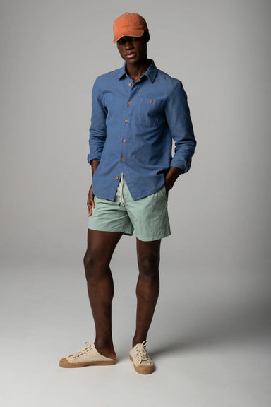 Finisterre - Gylly Shirt - Royal Blue - Model Front