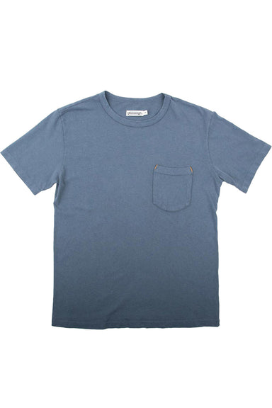 Freenote Cloth - 9oz Pocket T-Shirt - Faded Blue - Flatlay