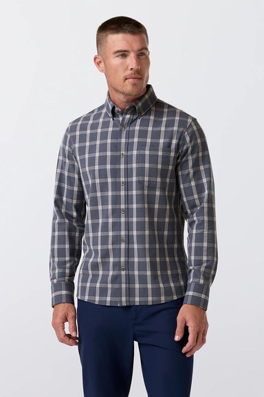 Mizzen + Main - City Flannel - Dark Slate Oliver Plaid - Model Front