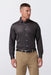 Mizzen + Main - Halyard Dress Shirt - Espresso Tonal Woven Tile - Model Front