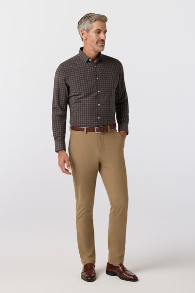 Mizzen + Main - Leeward Dress Shirt - Espresso Cole Plaid - Model Full Body