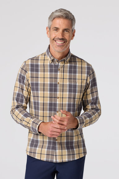 mizzen and main city flannel khaki timothy plaid front