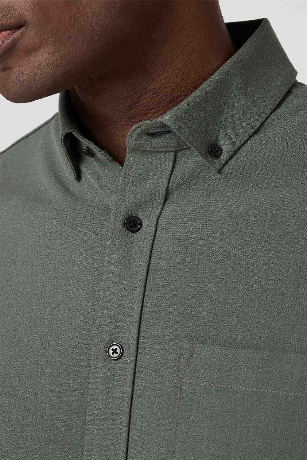 mizzen and main city flannel olive heather  detail