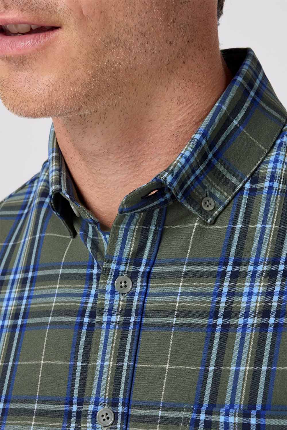 mizzen and main city flannel olive thomas plaid detail