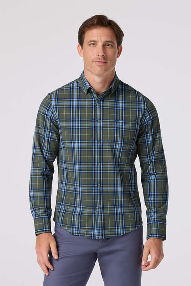 mizzen and main city flannel olive thomas plaid front
