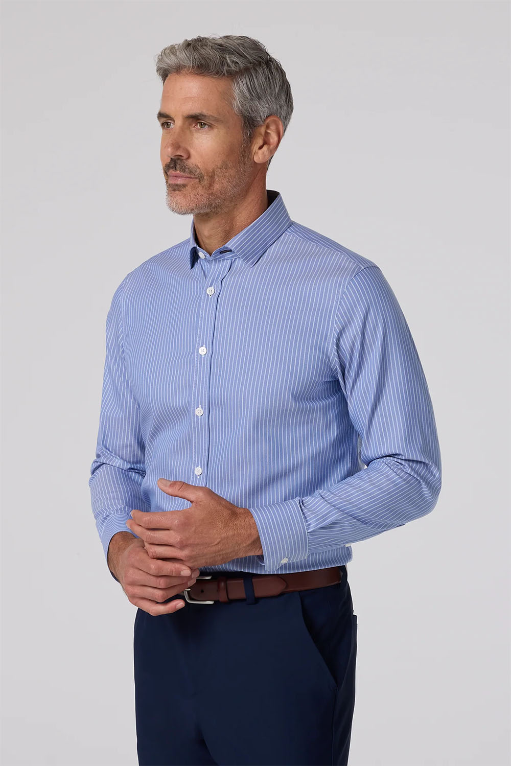 mizzen and main hilton ls cobalt chalk stripe front