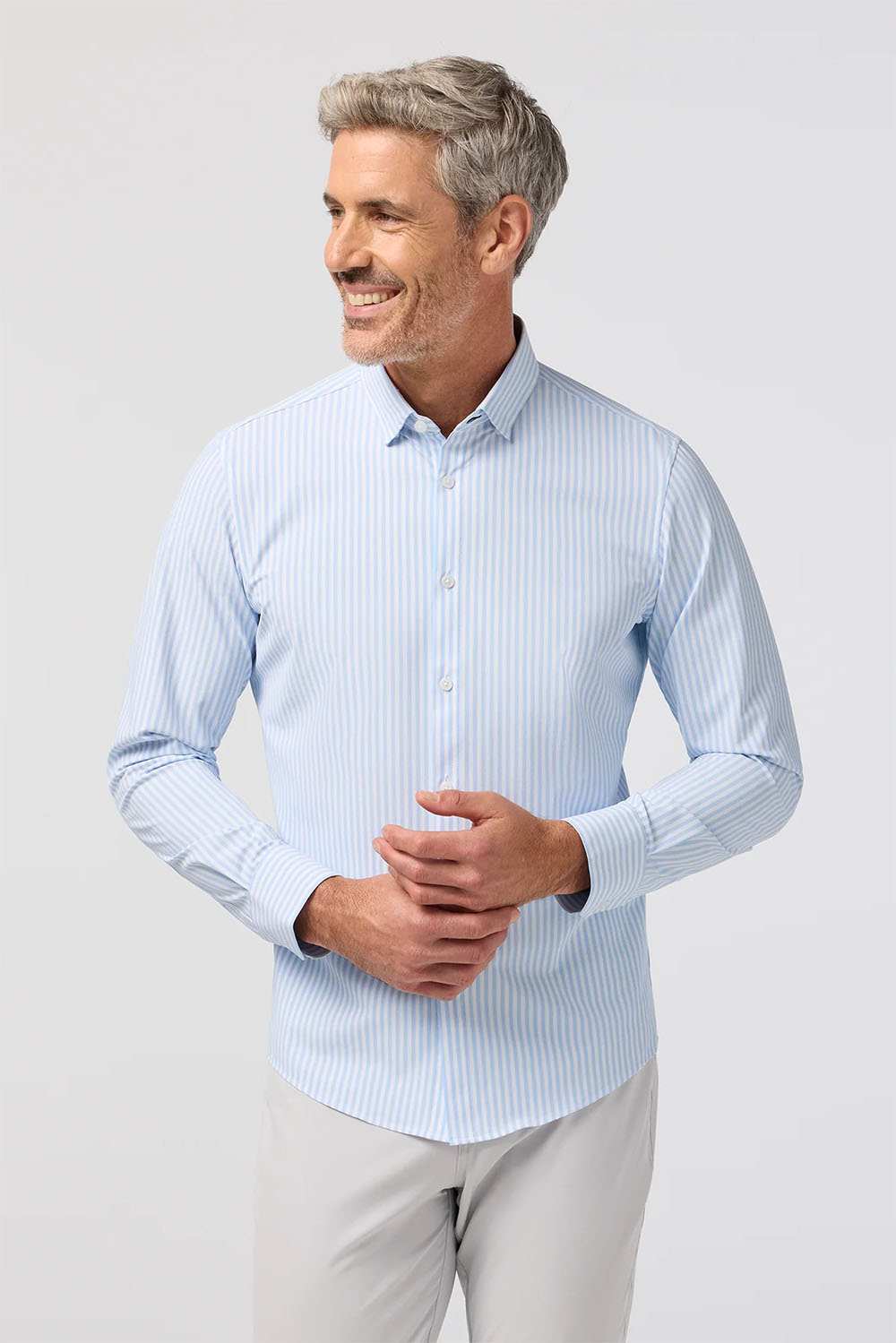 mizzen and main leeward ls cloud blue bengal stripe front