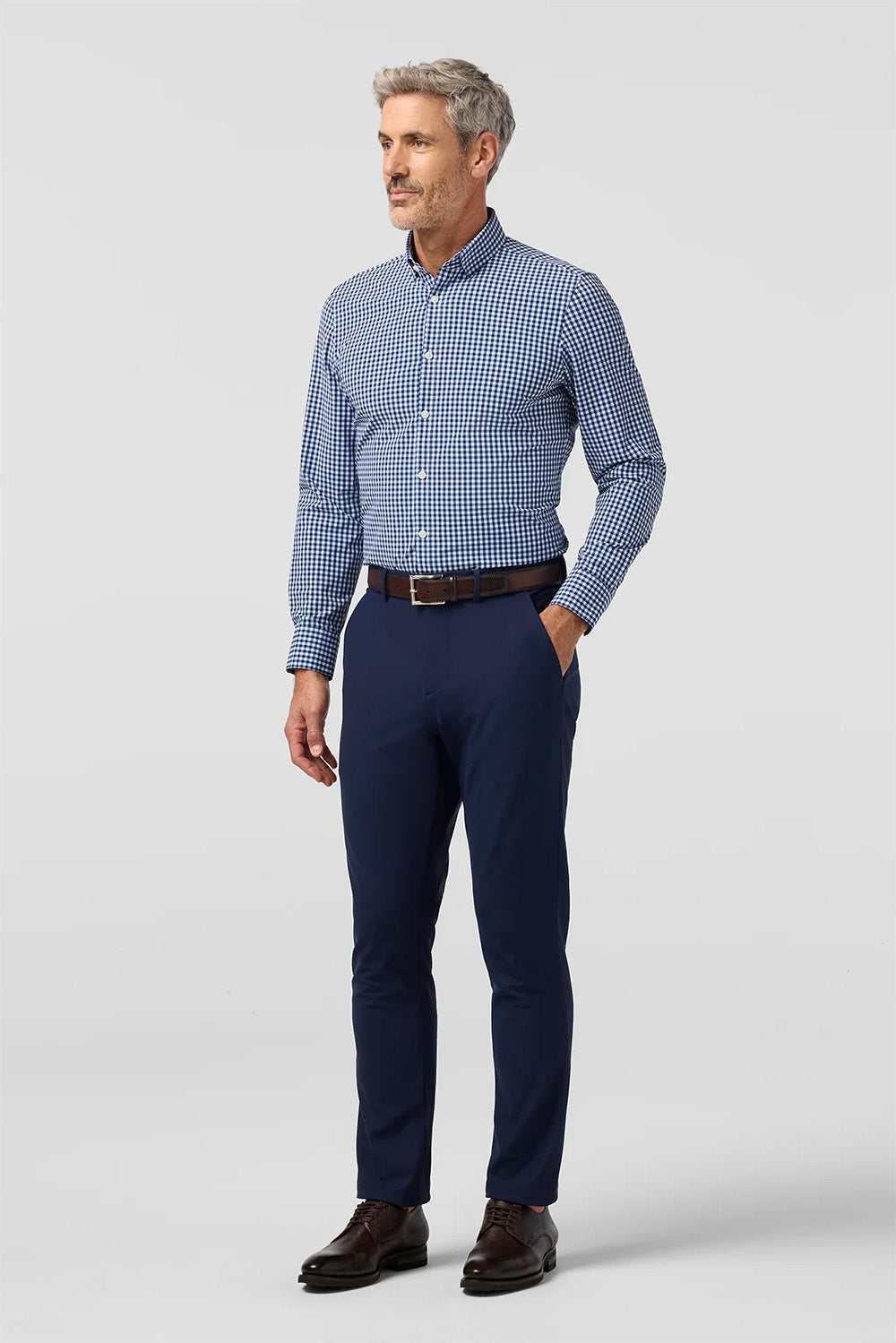 mizzen and main leeward ls midnight navy crew gingham
