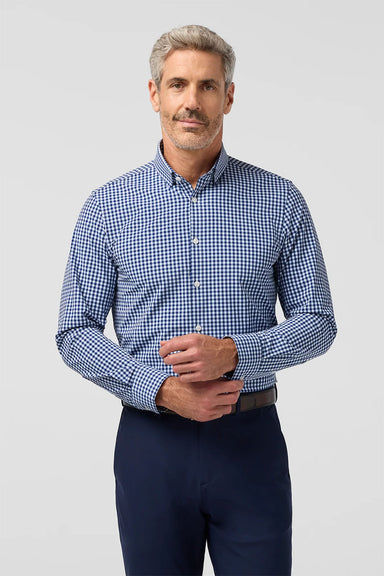 mizzen and main leeward ls midnight navy crew gingham front