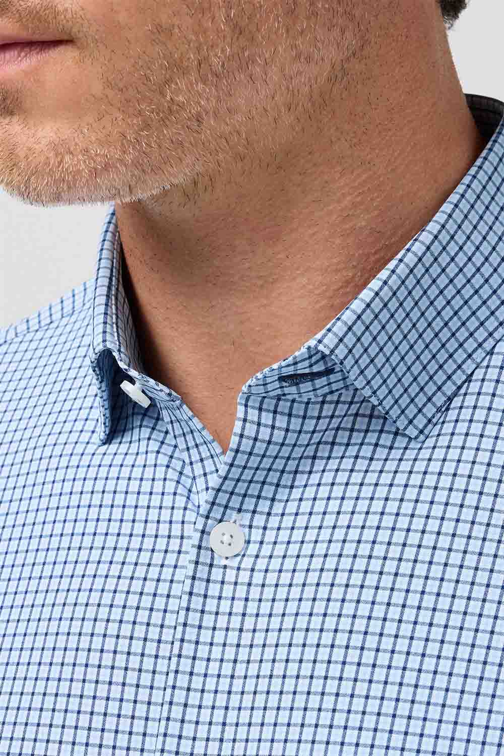 mizzen and main leeward ls midnight navy sam plaid detail