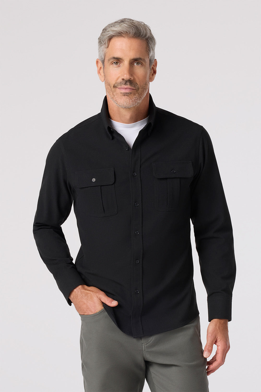 mizzen and main upstate flannel black heather front
