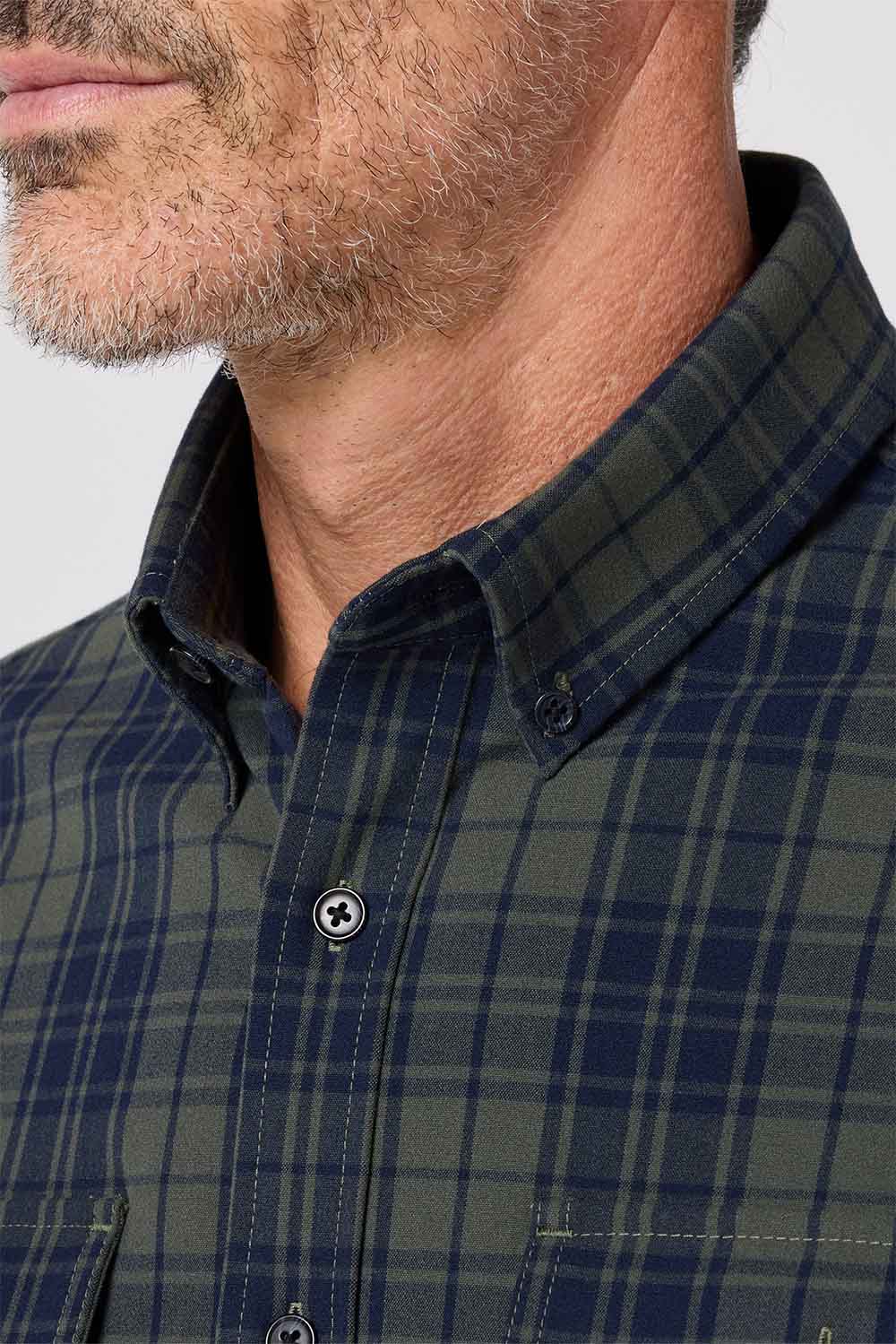 mizzen and main upstate flannel olive lucas plaid detail