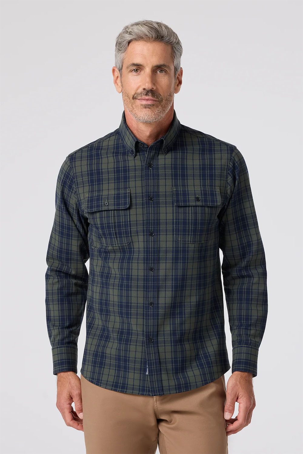 mizzen and main upstate flannel olive lucas plaid front