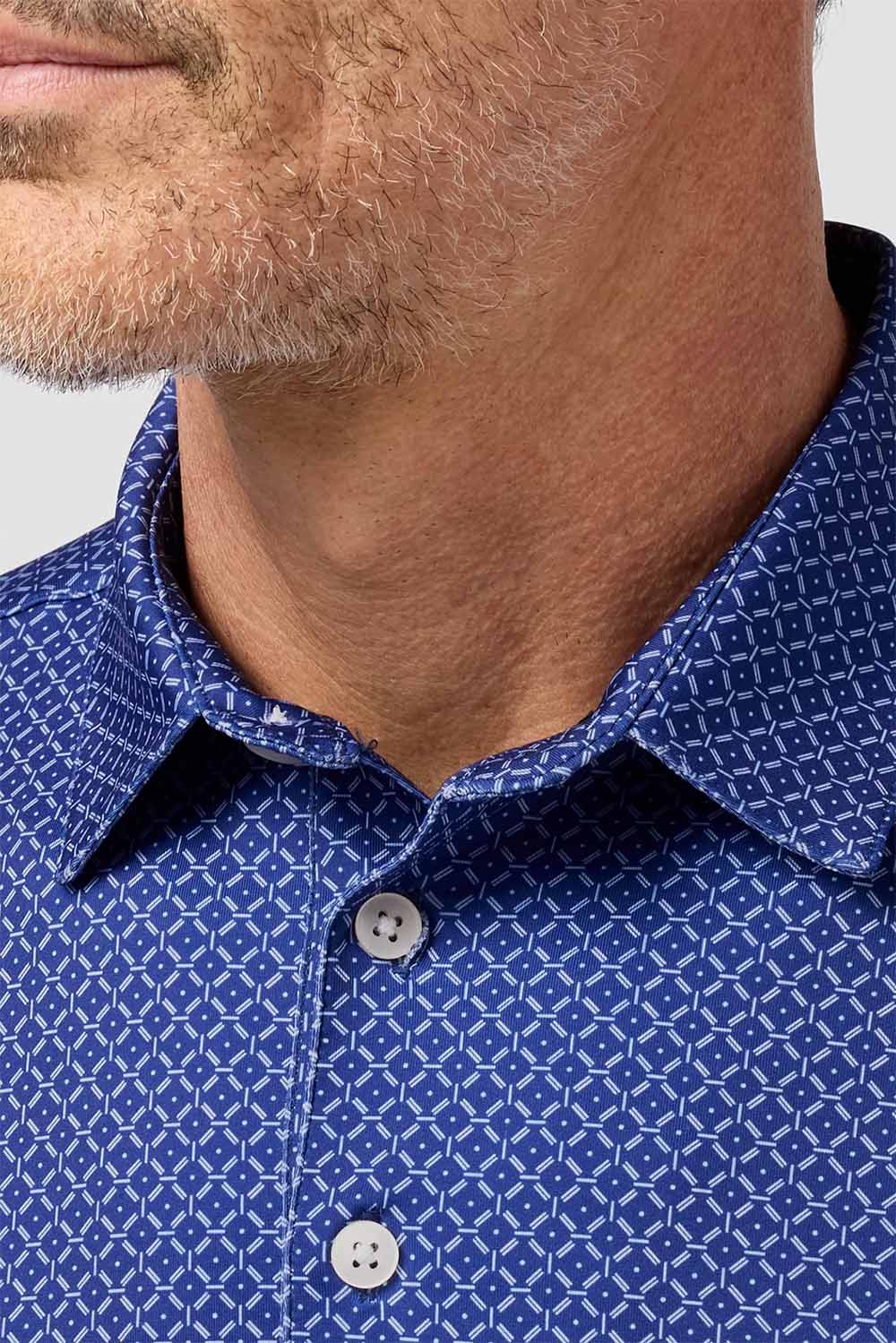 mizzen and main versa polo cobalt diagonal dot detail