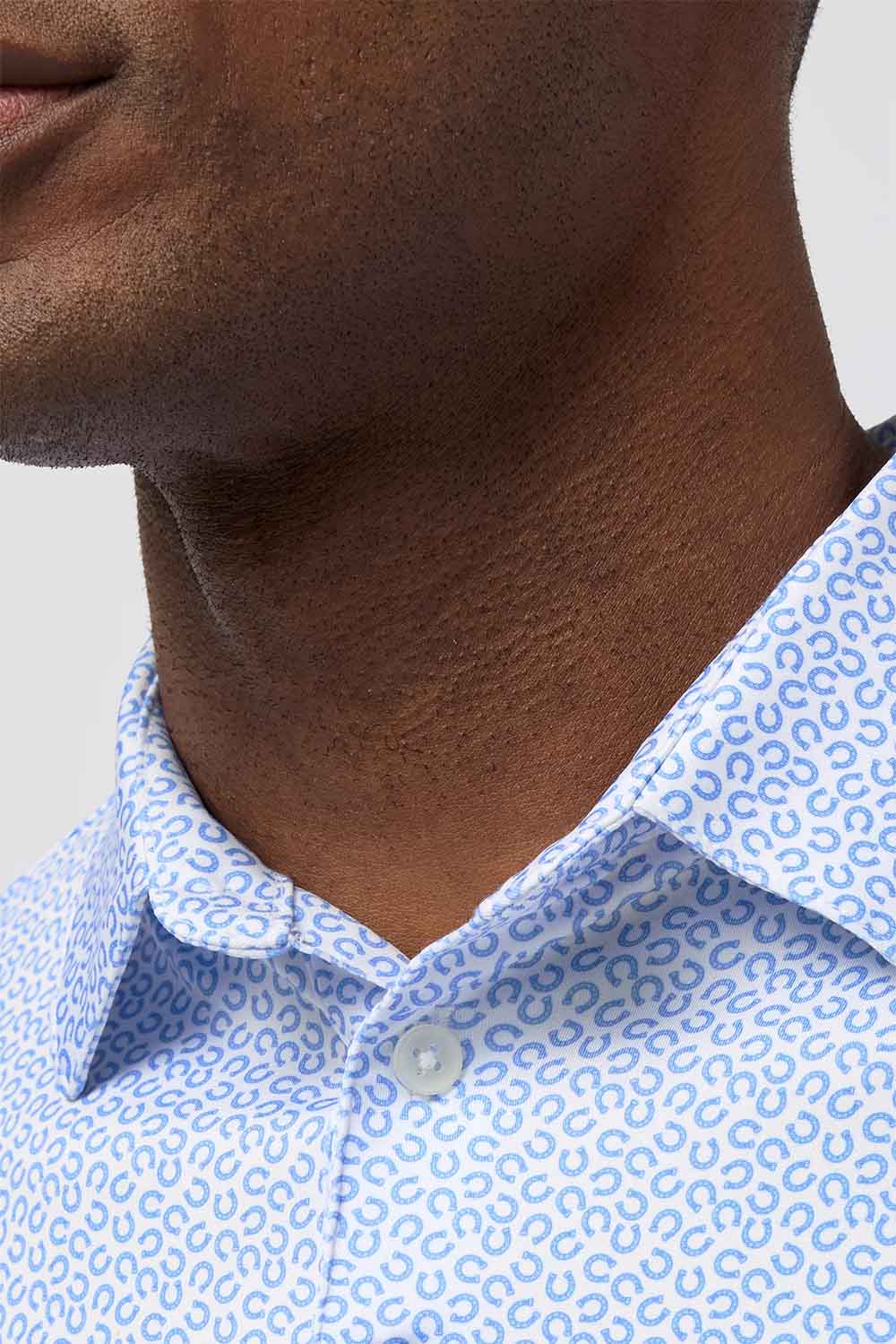 mizzen and main versa polo skyline blue lucky toss detail