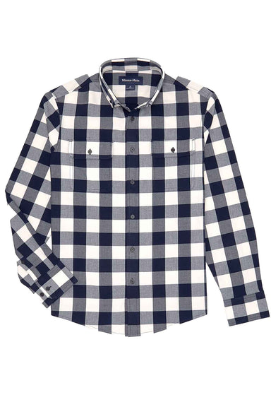 Mizzen and Main - City Flannel - Navy Buffalo Plaid - Flatlay