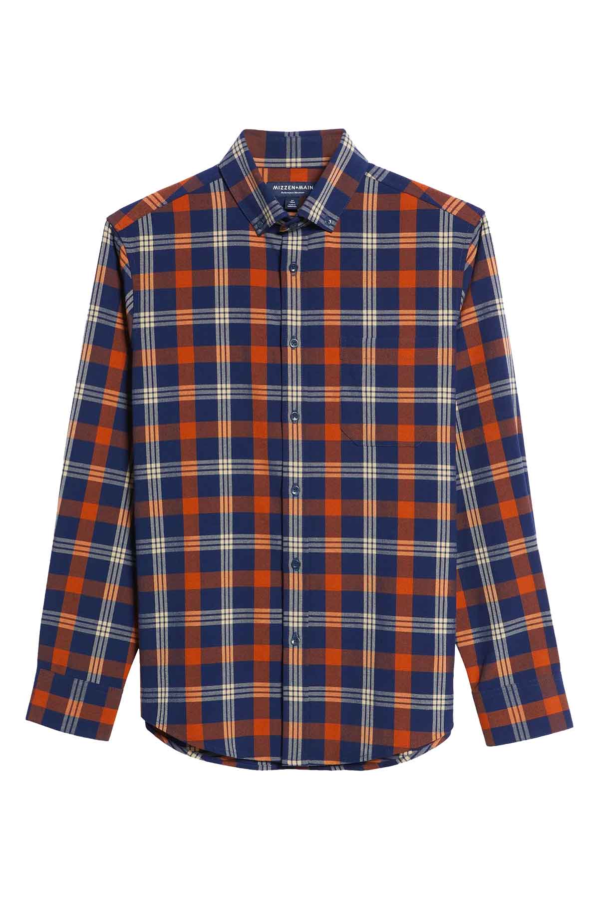 Mizzen + Main - City Flannel - Rust Tan Large Multi Plaid - Flatlay