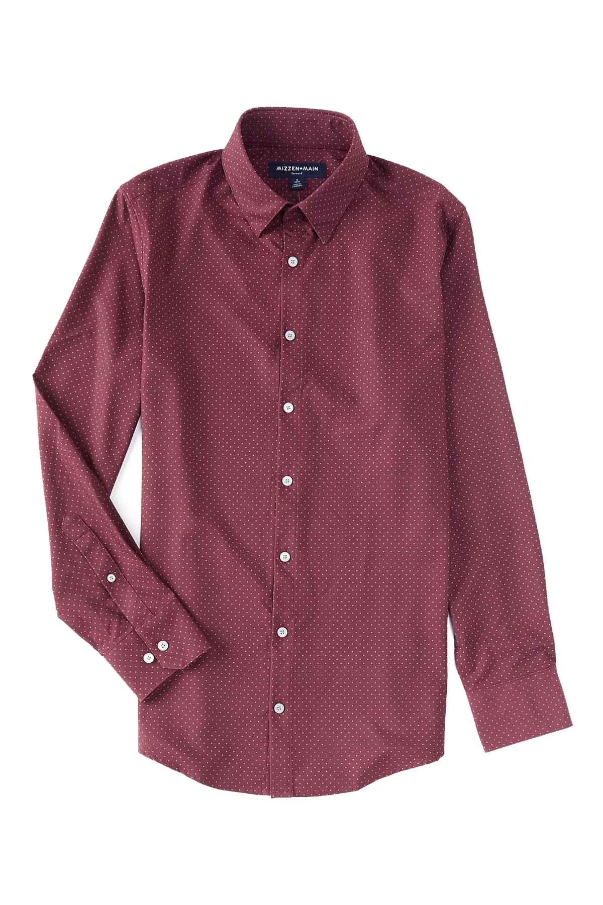 Mizzen + Main - Leeward LS - Plum Gray Dot Print - Flatlay