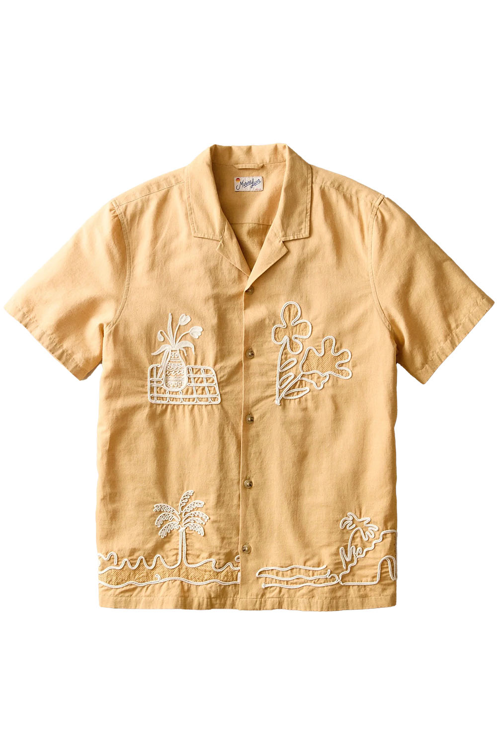 SOL EMBROIDERED RESORT SHIRT Mustard
