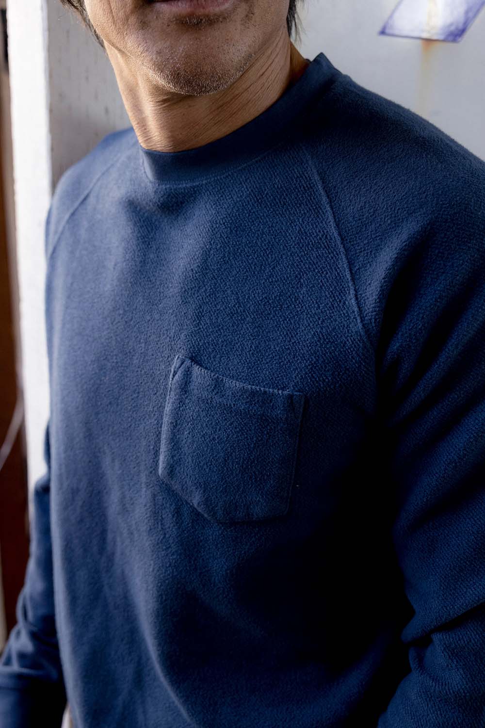 Grayers - Dunlop Reverse Fleece Crew - Dark Blue - Detail