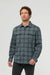 Duer Performance Flannel Overshirt in Marine Plaid — Front view