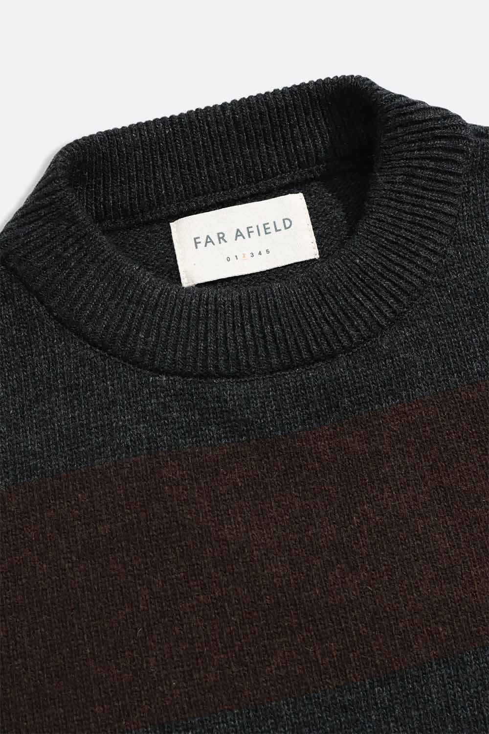 Far Afield - Combin Striped Knit -  Grey/Brown - Detail