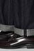 Naked & Famous' True Guy Denim in FoxFibre Green Weft - Hem View