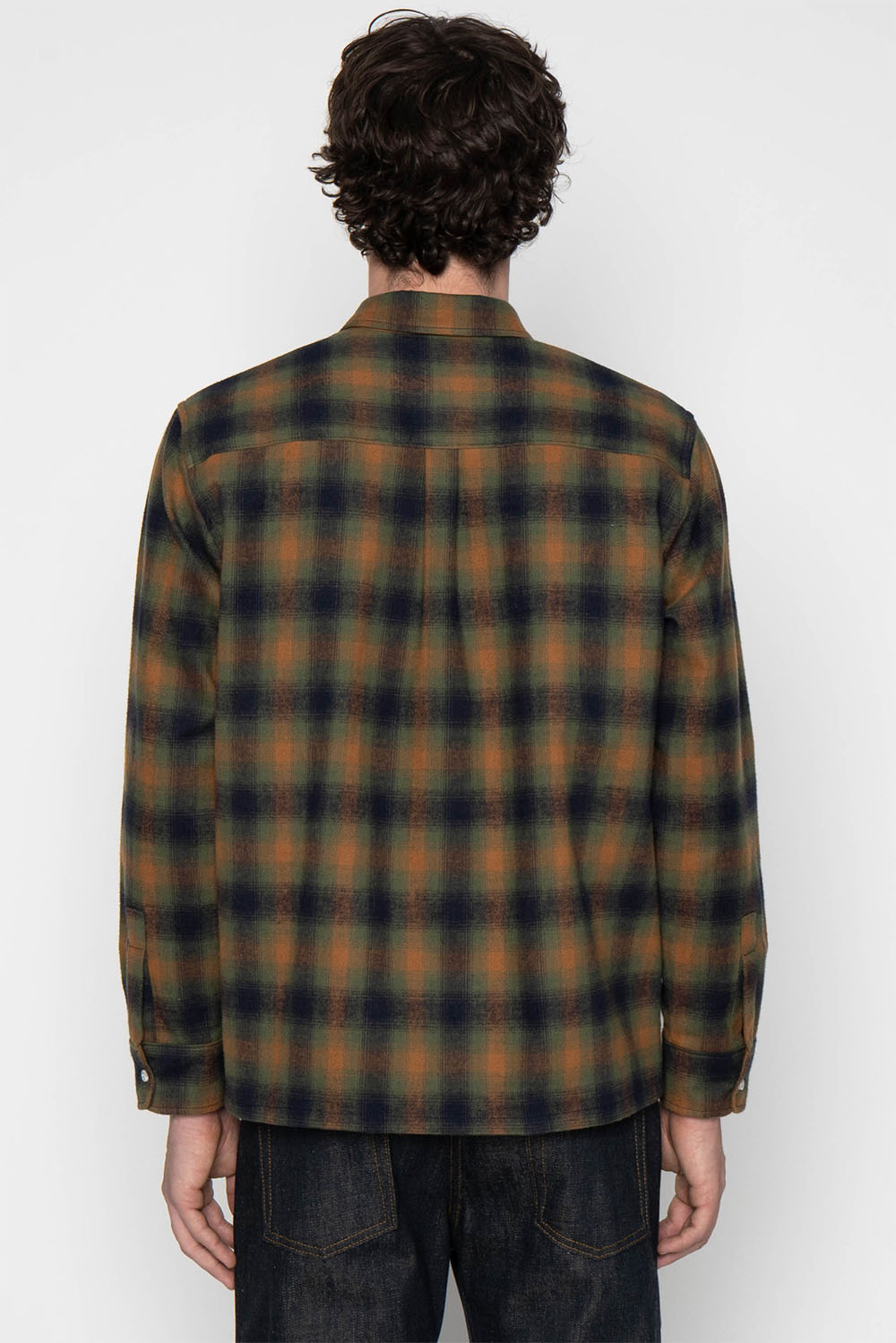 Naked & Famous - True Shirt - Moss Green - Model Back