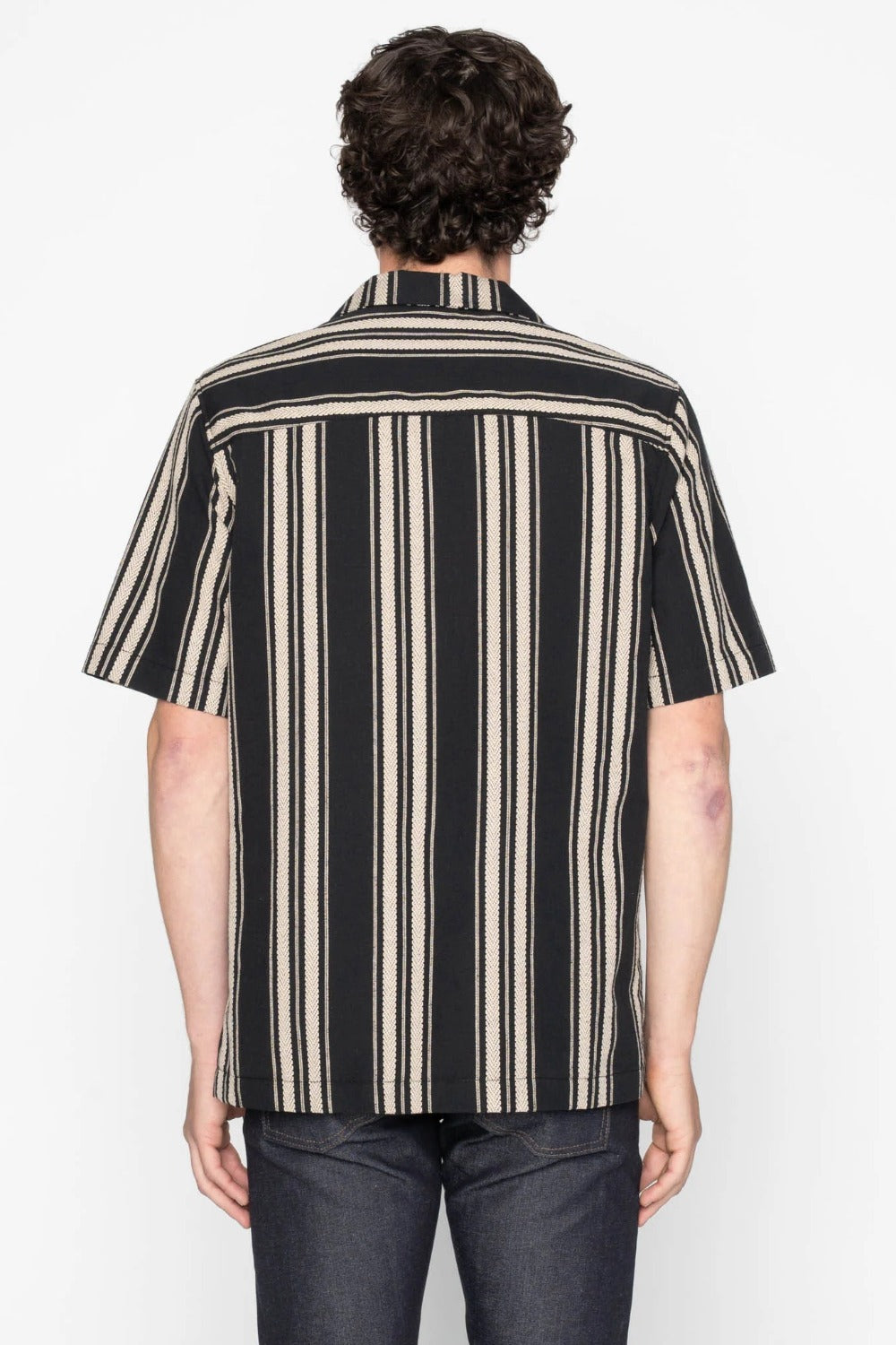 naked and famous aloha shirt dobby bands black back