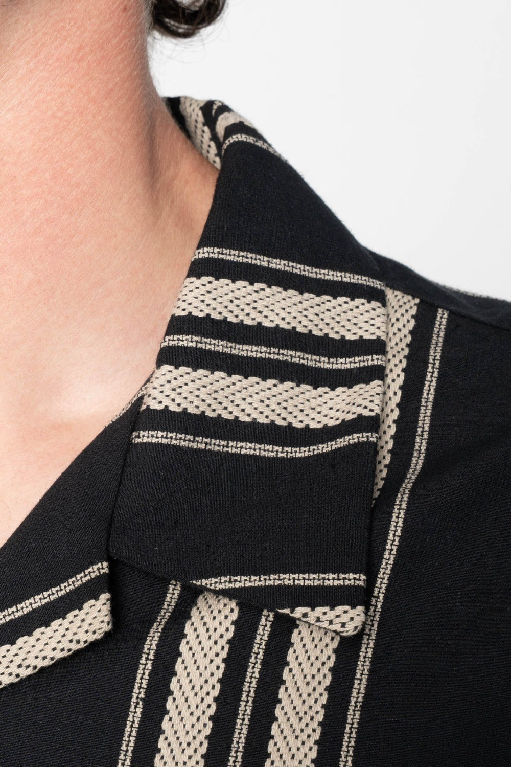 naked and famous aloha shirt dobby bands black detail