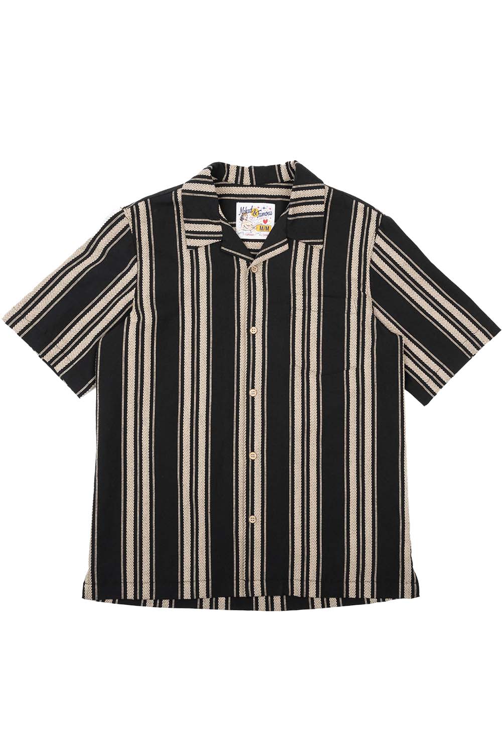 naked and famous aloha shirt dobby bands black flatlay