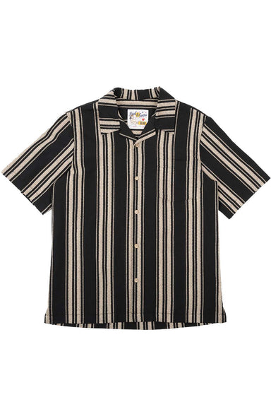 naked and famous aloha shirt dobby bands black flatlay