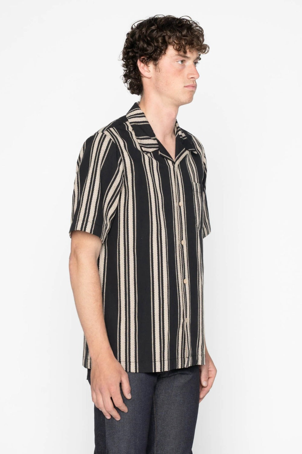 naked and famous aloha shirt dobby bands black side