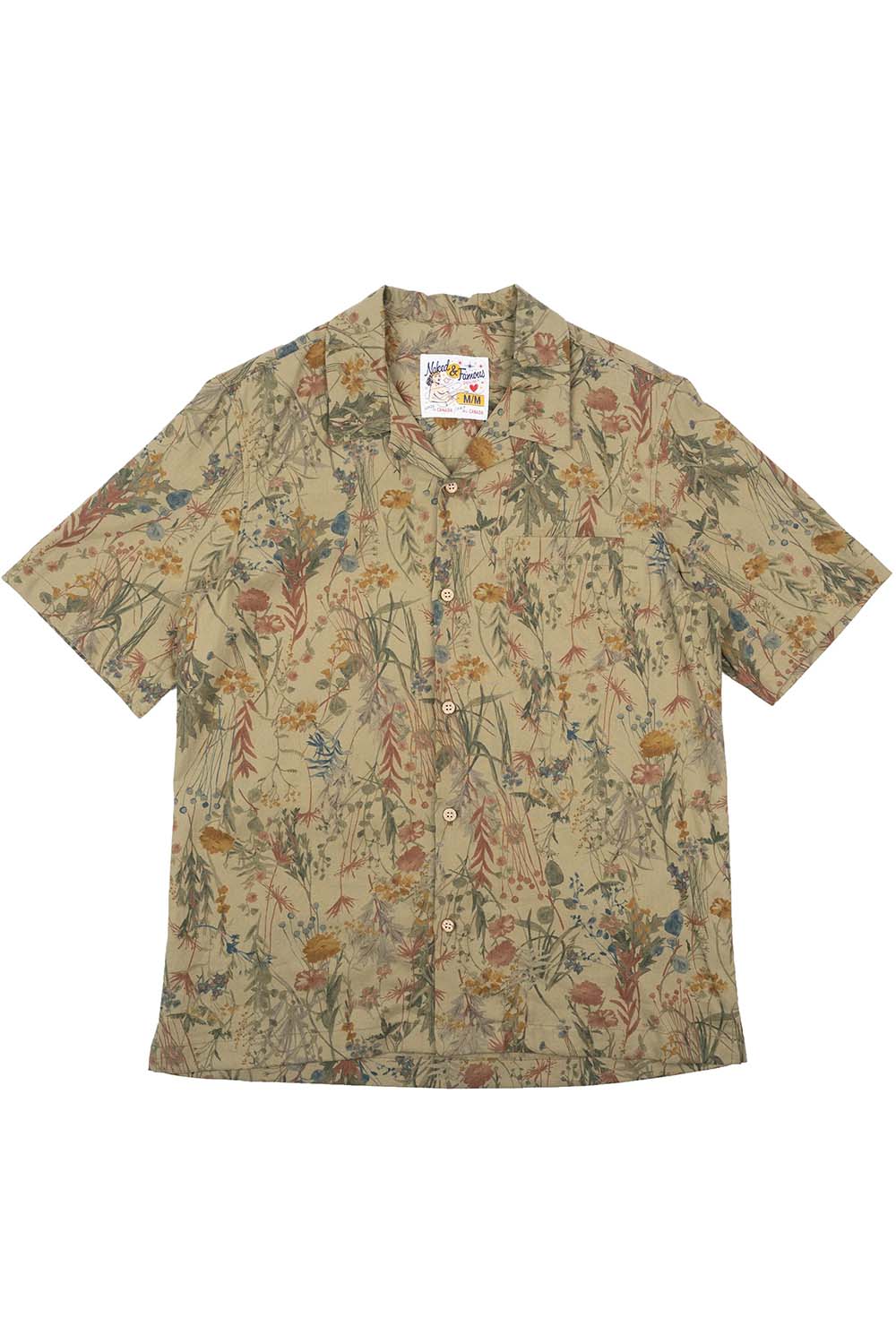 naked and famous aloha shirt flowers painting earth flatlay