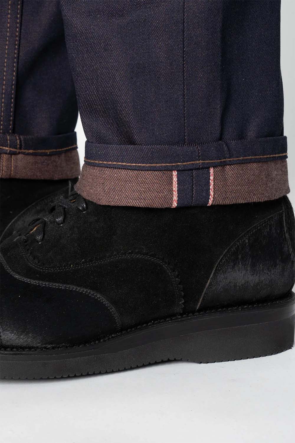 naked and famous weird guy chocolate milk selvedge hem