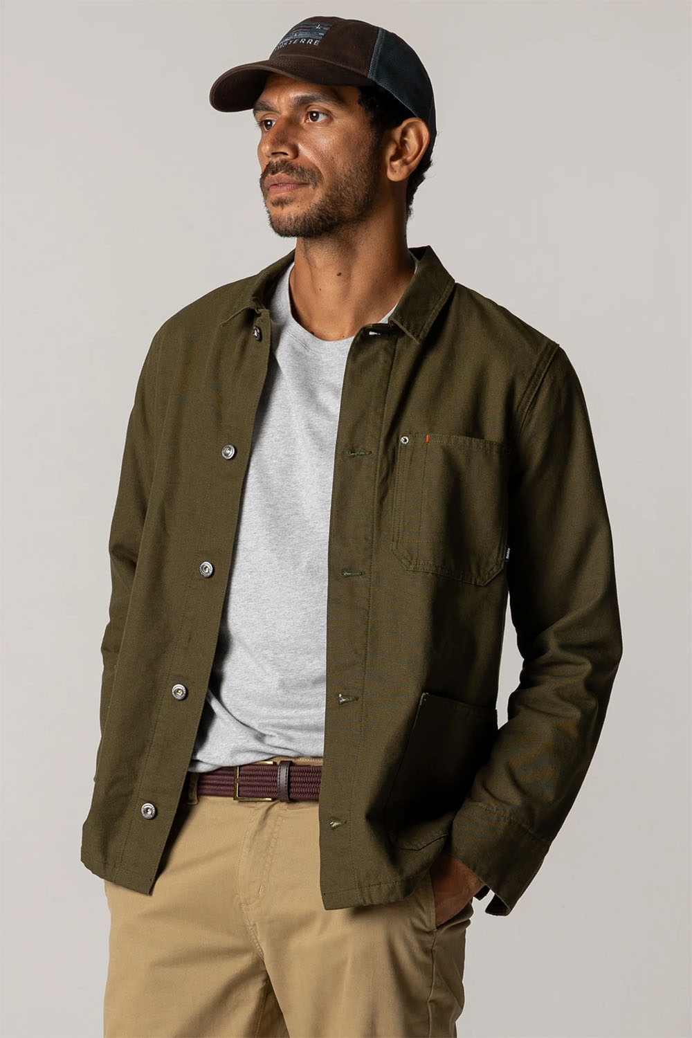 Finisterre - Basset Flannel Lined Jacket - Olive - Front
