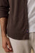 Faherty Coastline Knit Shirt in Brown Road Twill — Detail label view
